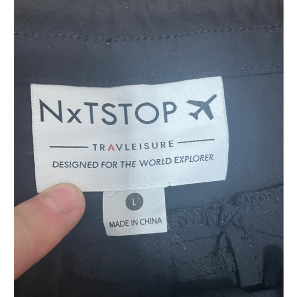 NxTSTOP Men's Large Black Travleisure Tech Pant Stretch Lightweight Pockets - Picture 6 of 9
